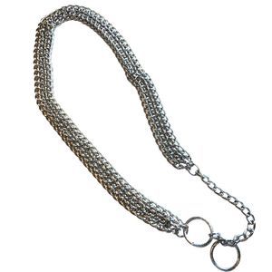 VTG ALUMINUM CHAIN BELT TEXTURED SILVER BELT 37 1/4” LONG TRIPLE CHAIN DISCO